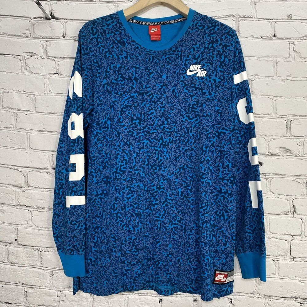 Nike Retro‎ Air Pivot 1982 Print Long Sleeve Shirt Size XL Blue Camo 646282-413
